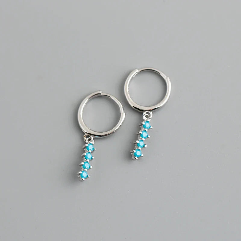 WANTME New Arrival Fashion Korean Blue Zircon Spike Geometric Stud Earrings for Women Real 925 Sterling Silver Gothic Jewelry