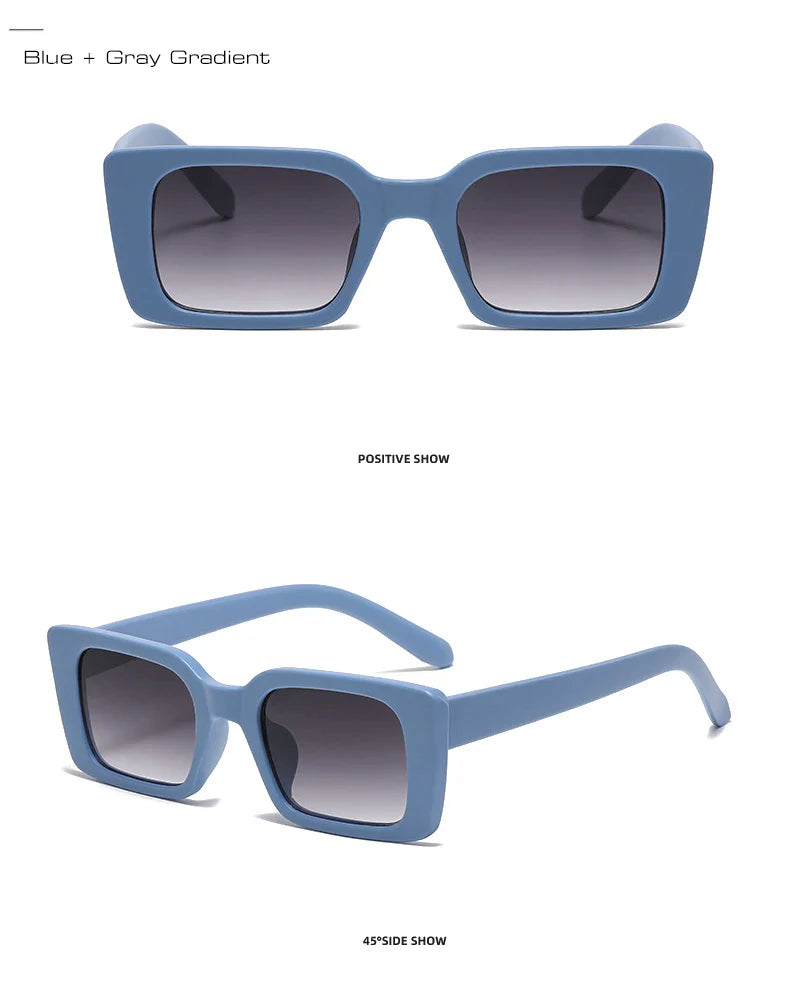 SO&EI Ins Popular Fashion Small Rectangle Sunglasses Women Retro Leopard Shades UV400 Men Trending Square Sun Glasses