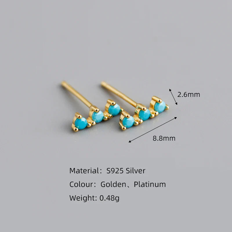 WANTME New Arrival Fashion Korean Blue Zircon Spike Geometric Stud Earrings for Women Real 925 Sterling Silver Gothic Jewelry