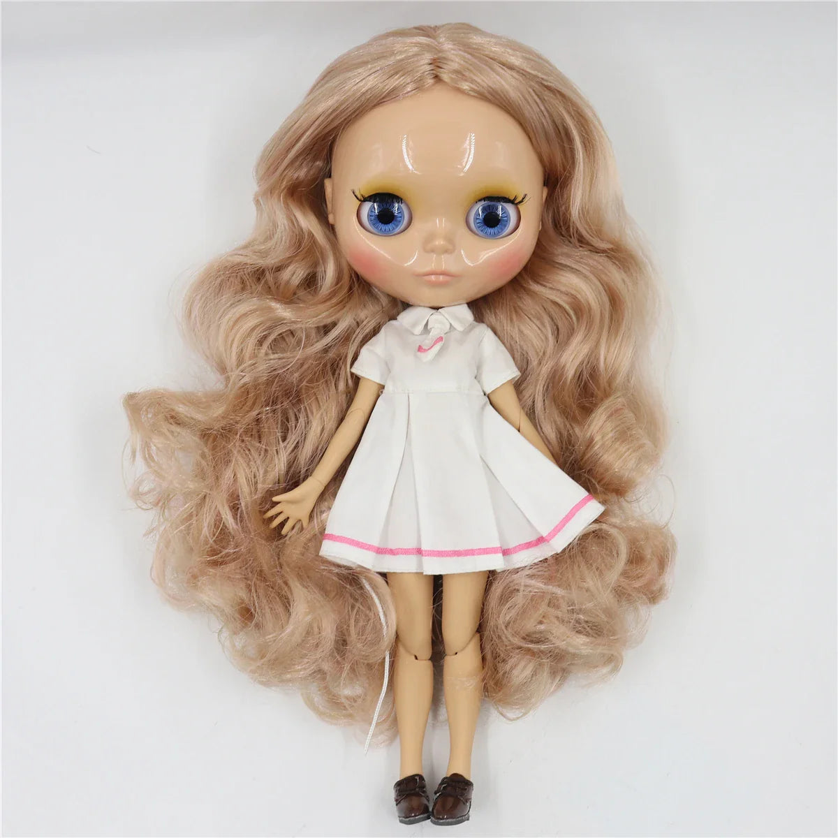 ICY DBS Blyth doll 1/6 bjd joint body tan skin doll glossy face 30cm toy random eyes colors