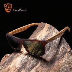 Sunglasses for Men Zebra Wood Polarized Sun glasses Rectangle Lenses