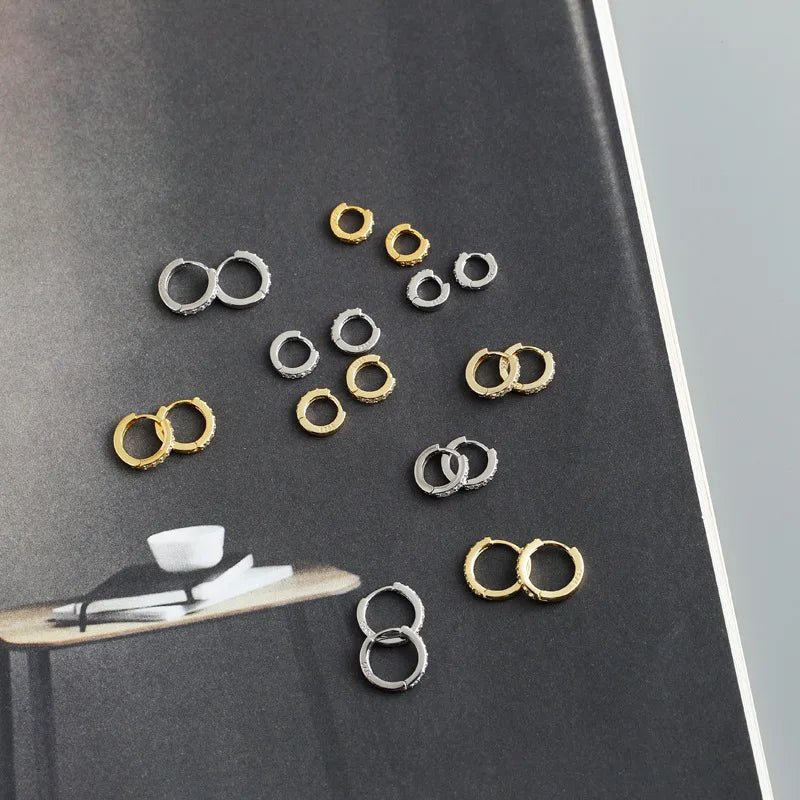 WANTME Real 925 Sterling Silver Gothic Simple White Zircon Hoop Earrings for Women Men Charms Unique Party Couple Jewelry 2021