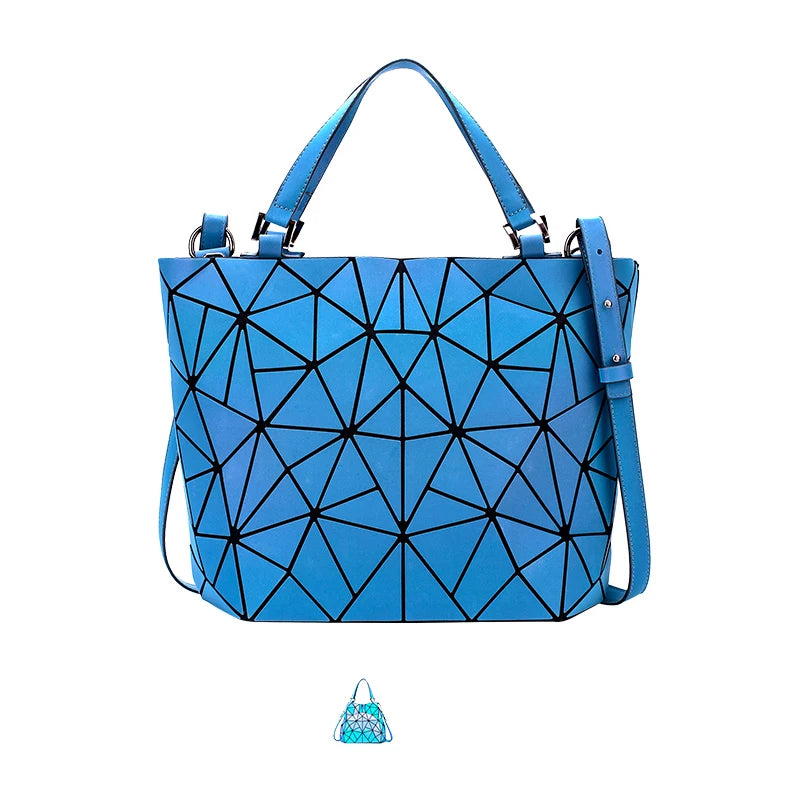 Luminous reflective  Bag Geometric Tote Folding Shoulder Bags for women