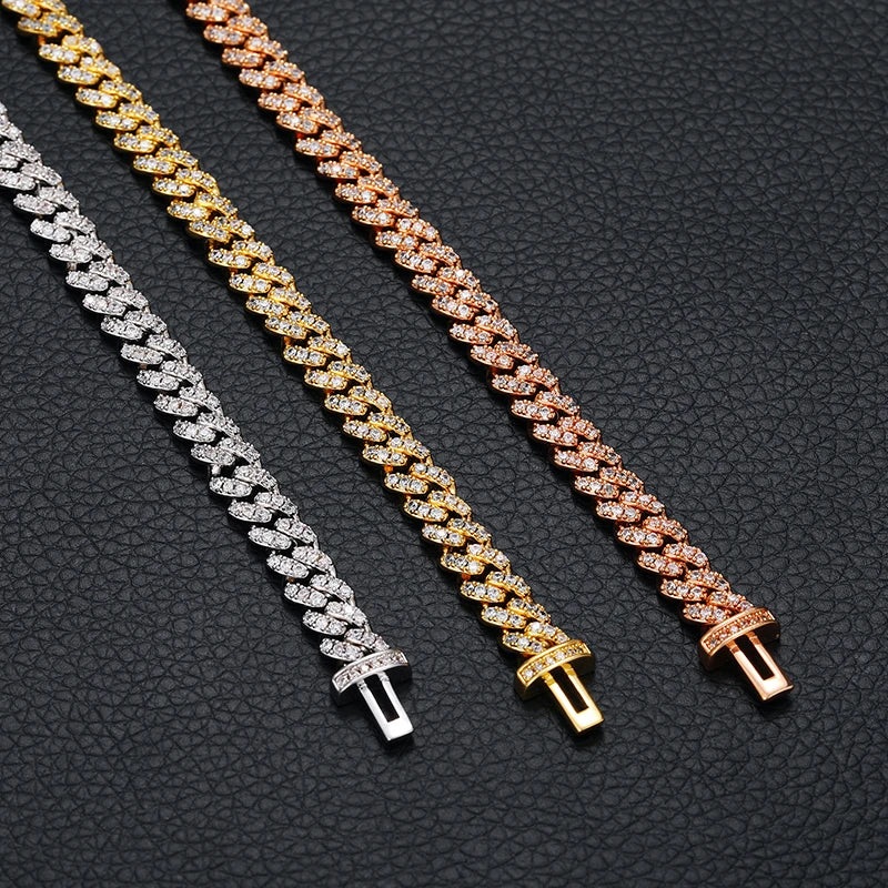 6mm 8mm Miami Cuban Chain Bracelet for Men Women Hip Hop 5A Cubic Zirconia Iced Out Jewelry