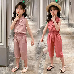 Summer Baby Girls Clothes Sets Sleeveless T-shirt + Pants Fashion Children's Clothing