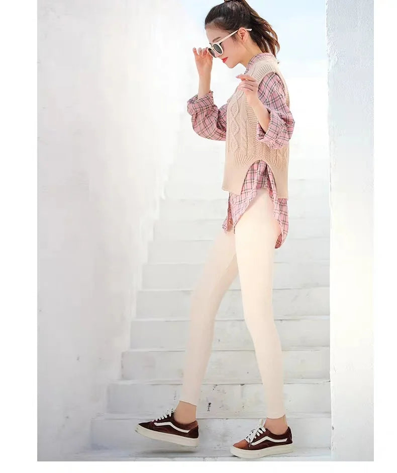 Ribbed Leggings For Women High Waist Autumn Winter Warm Legging Cotton