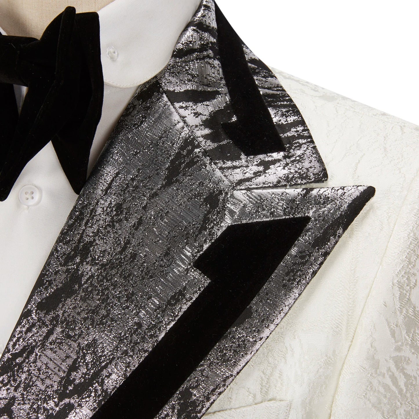 Tuxedo for Mens: Men Suit Two Pieces White Jacquard Tuxedo Tailor-Made