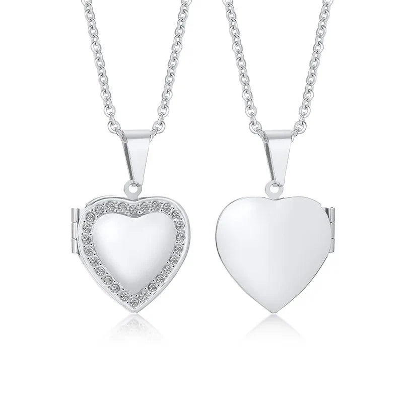 Delicate Floral Oval Heart Locket Pendant Necklaces for Women,Stainless Steel Photo Frame Promise Love Keepsake Gift