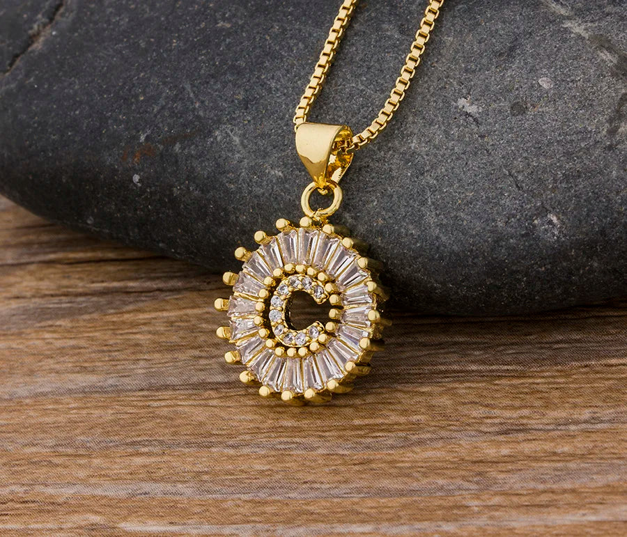 NIdin Hot Sale 2 Colors Initial Letter Pendant 26 Letters Charm Name Necklace Top Quality Copper Zircon Jewelry Birthday Gift