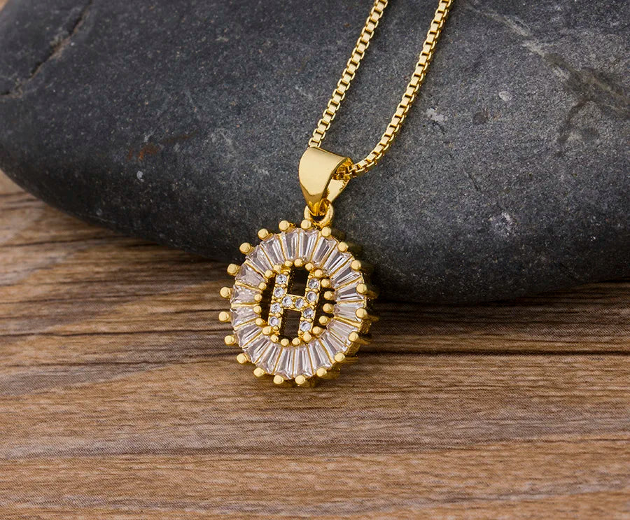 NIdin Hot Sale 2 Colors Initial Letter Pendant 26 Letters Charm Name Necklace Top Quality Copper Zircon Jewelry Birthday Gift