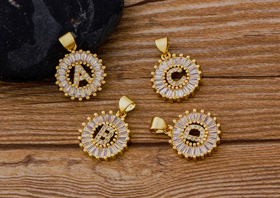 NIdin Hot Sale 2 Colors Initial Letter Pendant 26 Letters Charm Name Necklace Top Quality Copper Zircon Jewelry Birthday Gift