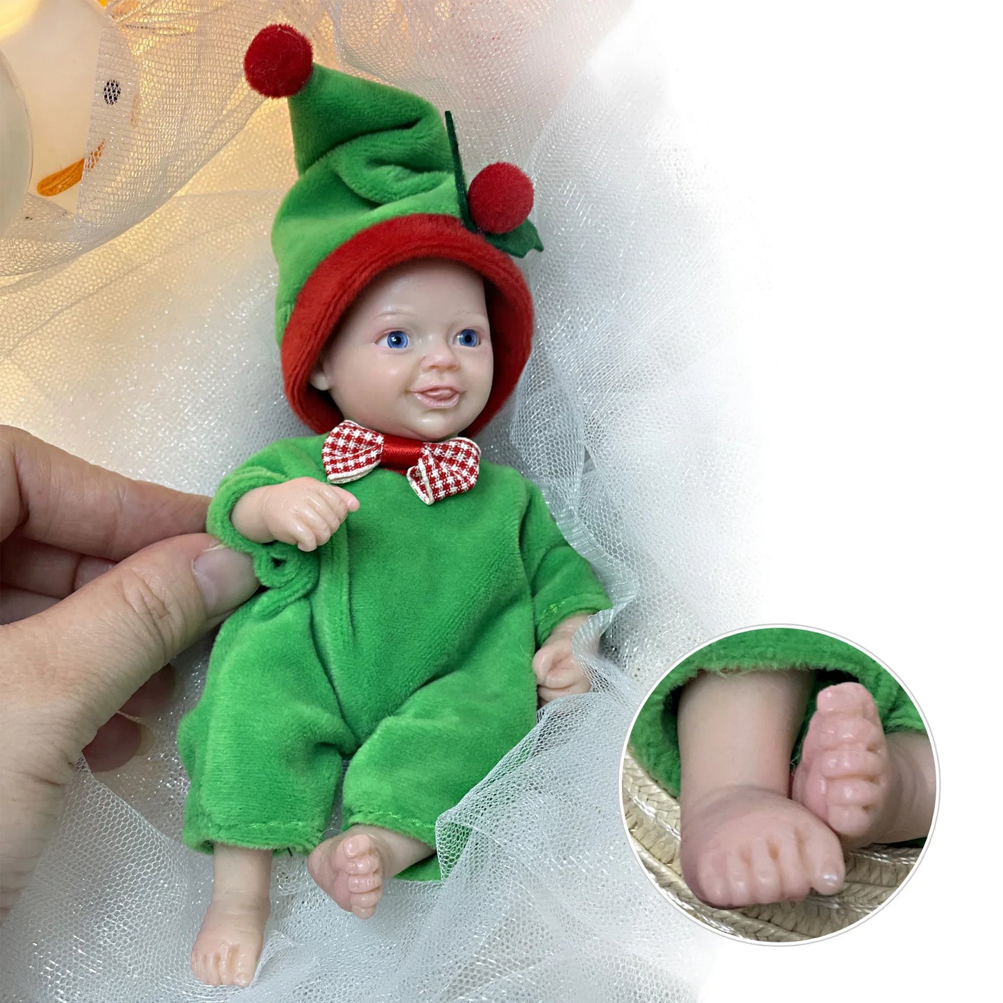 AnjoDoll Lovely 6 Inch Palm Newborn Babies Full Body Silicone Boys Reborn Dolls Bebe Reborn Corpo De Silicone Inteiro