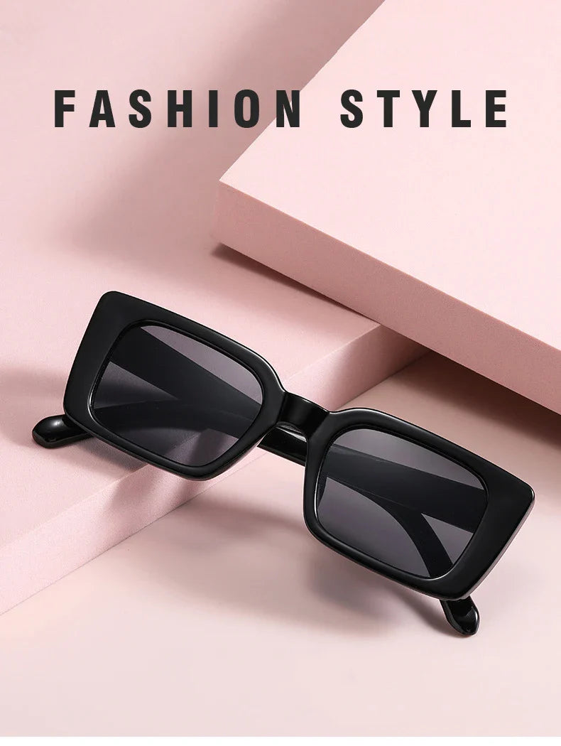 SO&EI Ins Popular Fashion Small Rectangle Sunglasses Women Retro Leopard Shades UV400 Men Trending Square Sun Glasses
