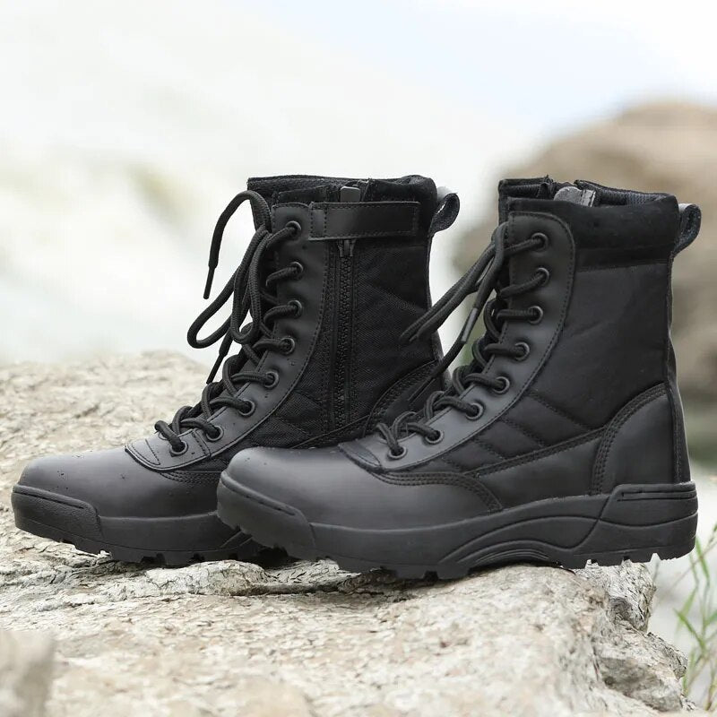 CQB.SWAT Desert Swat Army Men Military Tactical Boots Outdoor Combat Boots Police Work Boots Black