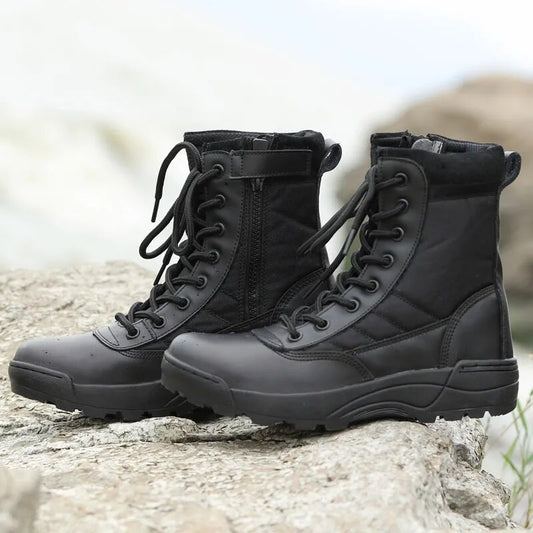 Desert Army Men Military Tactical Boots Outdoor Combat Boots Police Work Boots Black