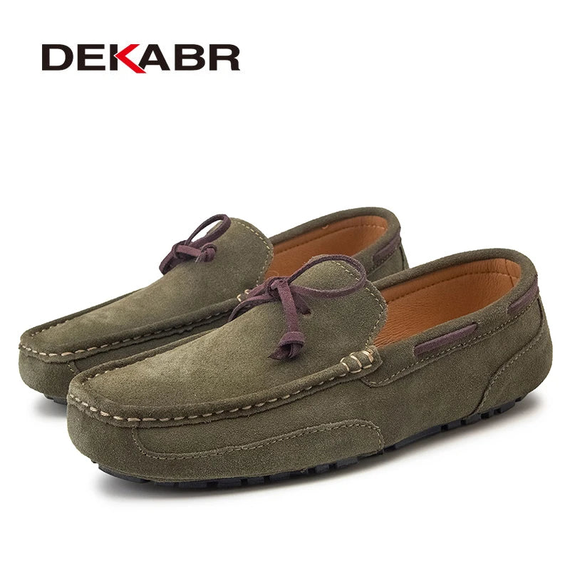 DEKABR Genuine Leather Men Shoes Luxury Brand Casual Slip On Formal Loafers Men Moccasins Male Driving Shoes Warm Loafers