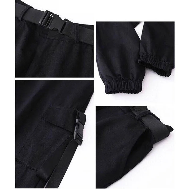 Armygreen Cargo Pants With Belt Women Capri Casual High Waist Trousers