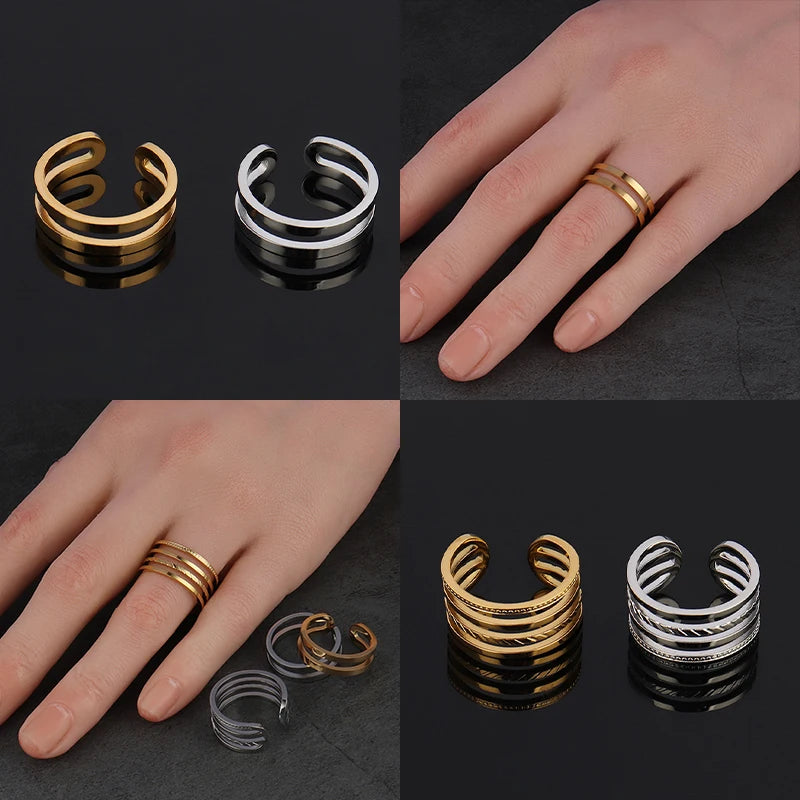 Fashion Euramerican Gold Colour Ring Rings Women Ring Stainless Steel Ring Woman