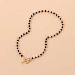 Fashion Luxury Black Crystal Glass Bead Chain Choker Necklace