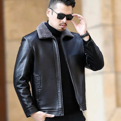 YXL-222 Leather Jacket Men's Fur One Casual Thickened Plus Cashmere