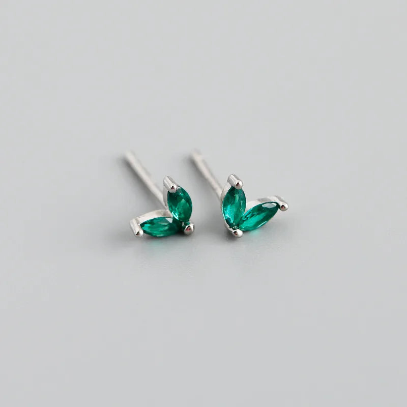 WANTME 925 Sterling Silver Fashion Korean Chic Blue Horse Eye Zircon Stud Earrings for Women Teen Simple Color Piercing Jewelry