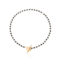 Fashion Luxury Black Crystal Glass Bead Chain Choker Necklace