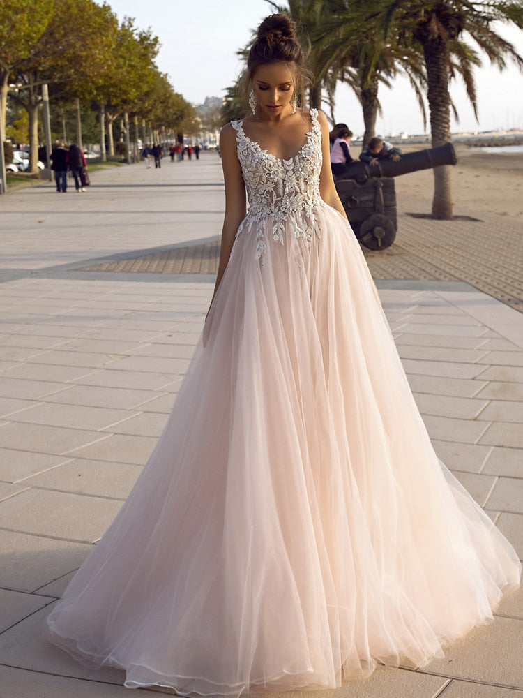 White Bridesmaid Dresses: Wedding Dress Blush Pink Tulle A Line Princess