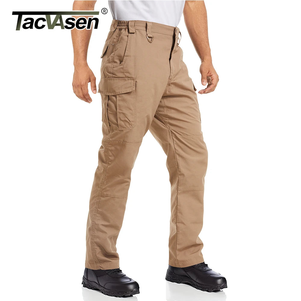 Multi-Pockets Rip-stops Cargo Pants Men's Work Trousers Full Length