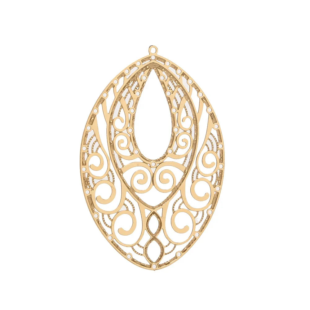 4pcs Gold Stainless Steel Filigree Earring Charm Pendants Connectors for Earring DIY Jewelry Making Supplies wholesale