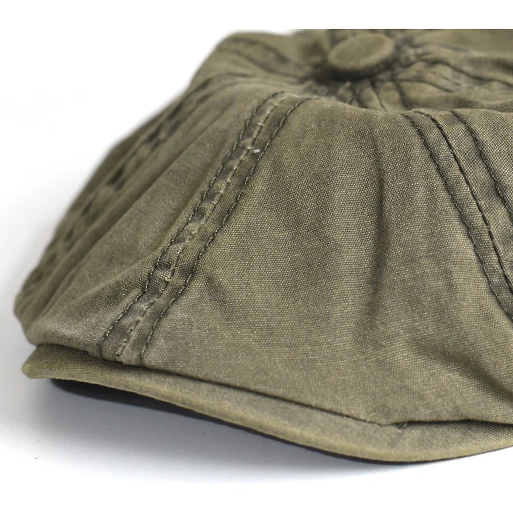 Washed Cotton Newsboy Cap Peaky Octagonal Hat Vintage Casual Cap Solid Berets Visor Gatsby Flat Ivy Hat