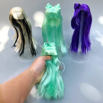Wig For Doll Toy Head Princess Doll Head Candy Color DIY Toy Wig Children Birthday Gift Black Purple Pink Green Gold 1/6 1/4 Wig