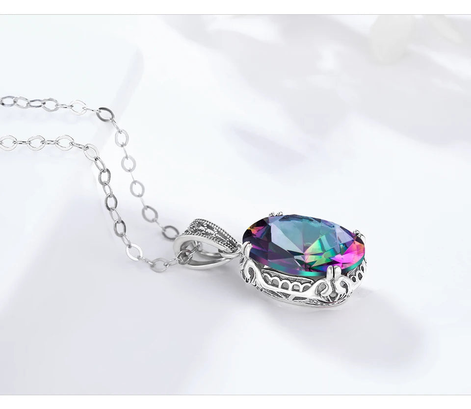 Unique 925 Sterling Silver Necklace Aquamarine Gemstone Pendant Necklaces with Chain