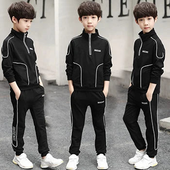 4 5 6 8 10 12 Years Big Boys Clothing Sets Autumn Cotton Long Sleeve Sweatshirt + Pants 2Pcs Kids Sports Suit Teenage Tracksuits