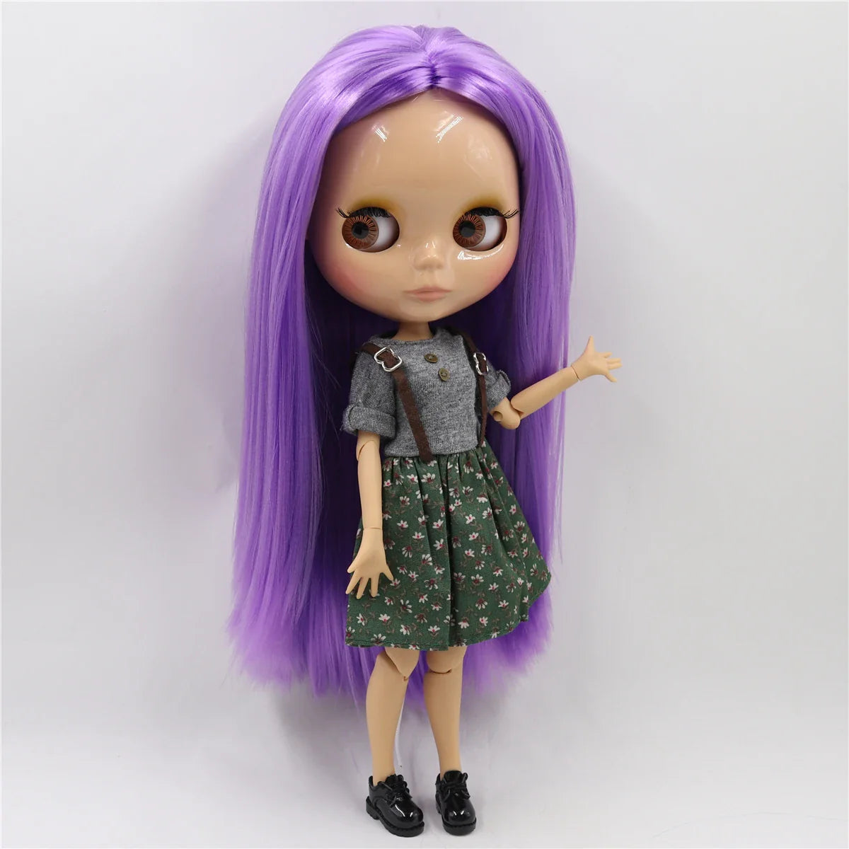 ICY DBS Blyth doll 1/6 bjd joint body tan skin doll glossy face 30cm toy random eyes colors