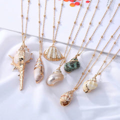 Bohemia Conch Shells Necklace Sea Beach Shell Pendant Necklace For Women