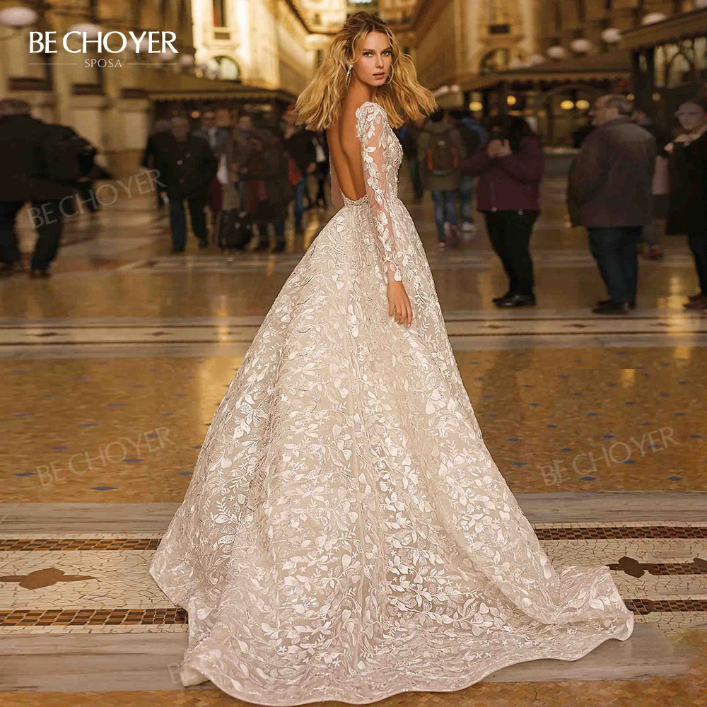 White Bridesmaid Dresses: Wedding Dress V-neck Long Sleeve A-Line Gorgeous