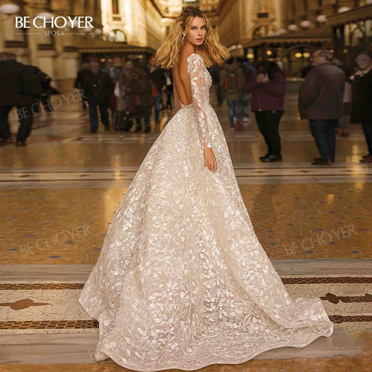 White Bridesmaid Dresses: Wedding Dress V-neck Long Sleeve A-Line Gorgeous
