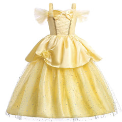 Kids Princess Dresses Girls Belle Party Costume Children Christmas Birthday Flower