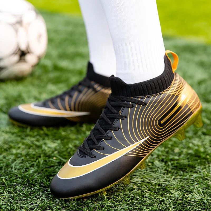 Professional Unisex Soccer Shoes Long Spikes TF Ankle Football Boots