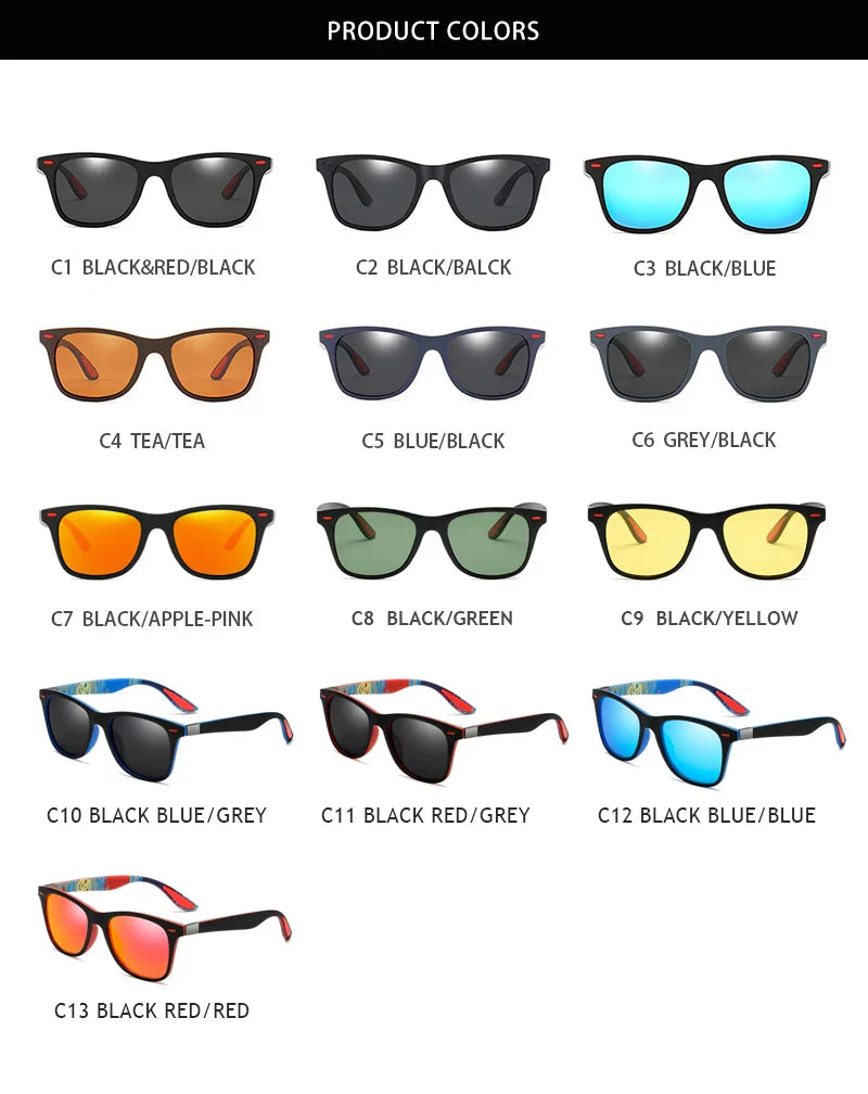 Hot Sale Polarized Sunglasses Men Women Classic Square Plastic Driving Sun Glasses Male Fashion Black Travelling Shades UV400