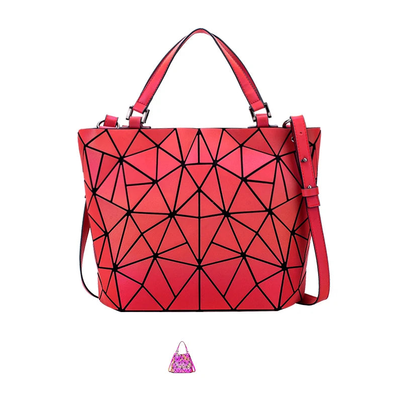 Luminous reflective  Bag Geometric Tote Folding Shoulder Bags for women