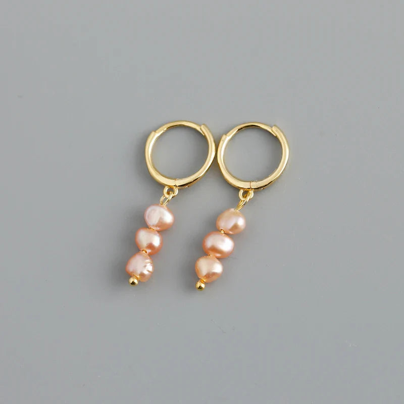 WANTME Real 925 Sterling Silver Natural Freshwater Baroque Pearl Stud Earrings for Women Bohemian Charming Jewelry Trend 2021