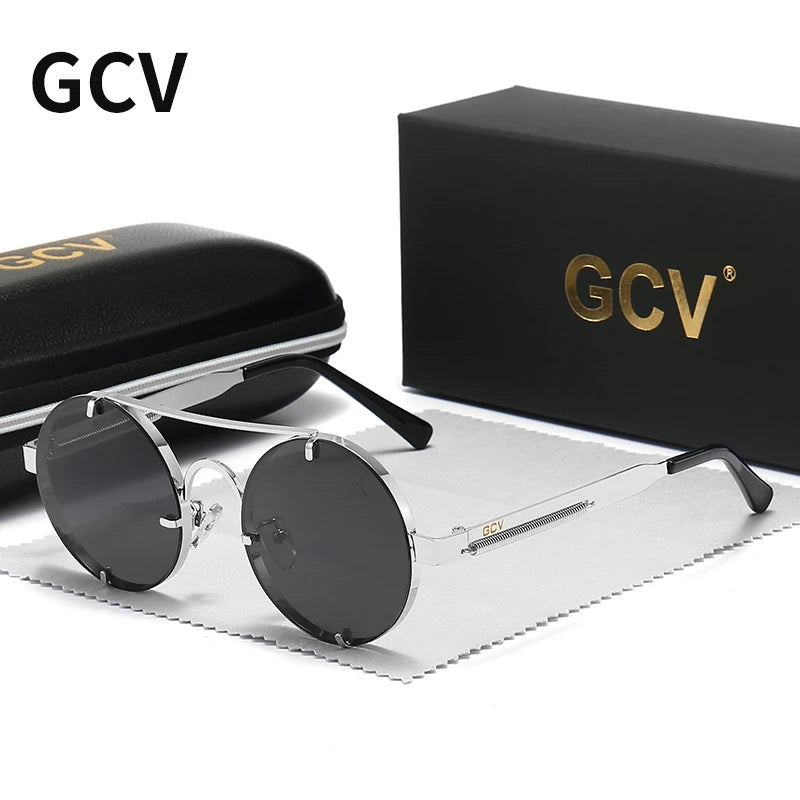 Sunglasses Polarized Men Women Brand Designer Vintage Round Metal Frame