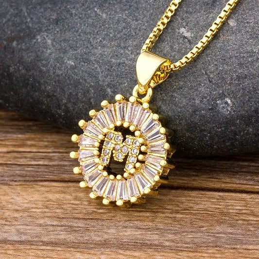 NIdin Hot Sale 2 Colors Initial Letter Pendant 26 Letters Charm Name Necklace Top Quality Copper Zircon Jewelry Birthday Gift