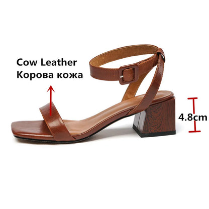FEDONAS Brand Design Women Sandals Genuine Leather 2023 Summer Metal Buckle High Heels Pumps Wedding Office Lady Shoes Woman