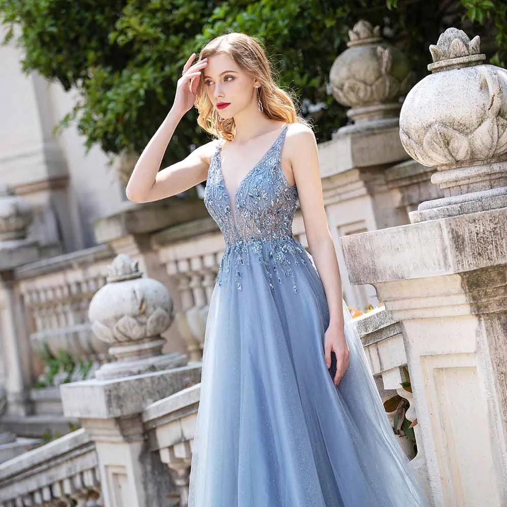 Homecoming Dresses: Prom Dresses Straps Tulle Crystals Backless Formal Party Gown