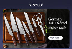 7PCS Kitchen Knife Set Forged German 1.4116 Stainless Steel Sharp Chef