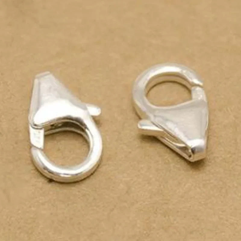 2pcs Real Pure Solid 925 Sterling Silver Lobster Spring Clasps with Ring Hook Claw Buckle Connector Jewelry Making Findings