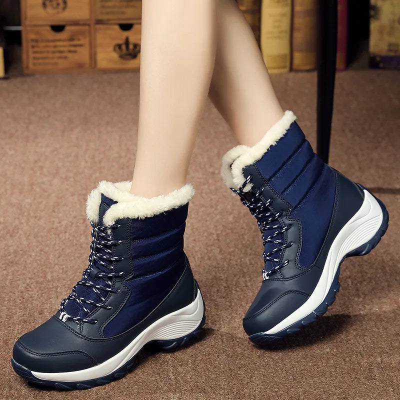 Women's Shoes Winter Fashion Ankle Boots Women Keep Warm Female Lace Up