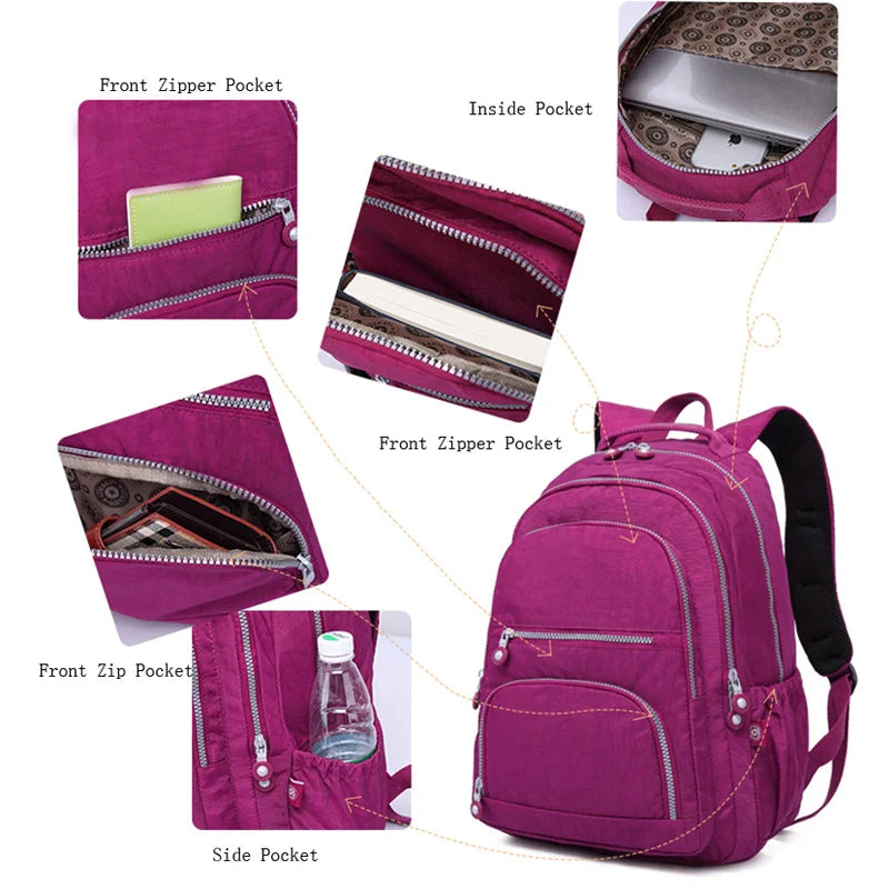 TEGAOTE Aesthetic School Backpacks for Teenagers Girl 2024 Nylon Waterproof Travel BackPack Purse Women Laptop Bagpack Mochila